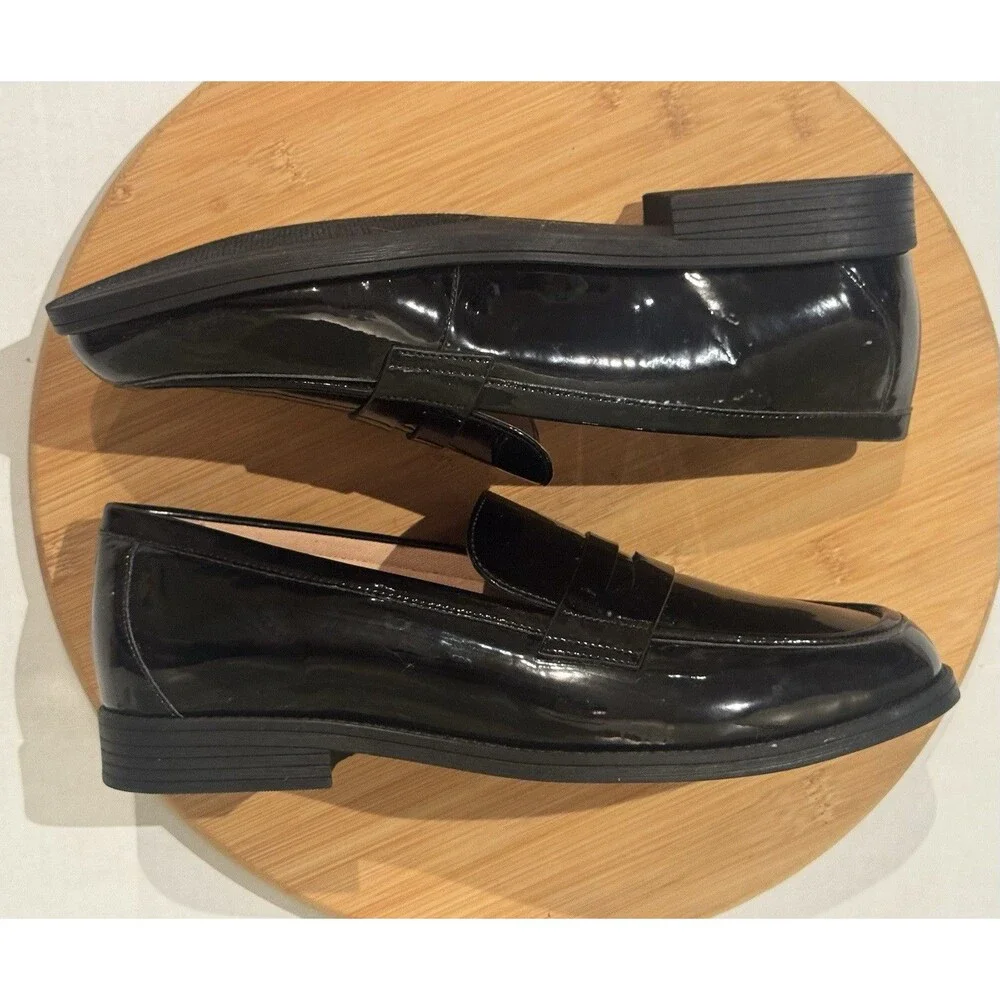 Cole Haan Haverhill Penny Loafers Women's 10B Black Patent Shoes Classy Comfort